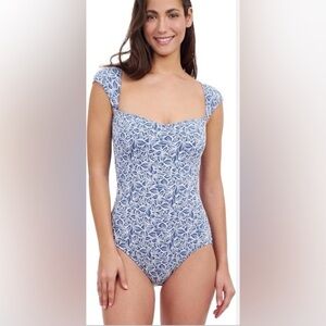 Profile by Gottex Plumeria Cap Sleeve One-Piece Swimsuit | Size 10